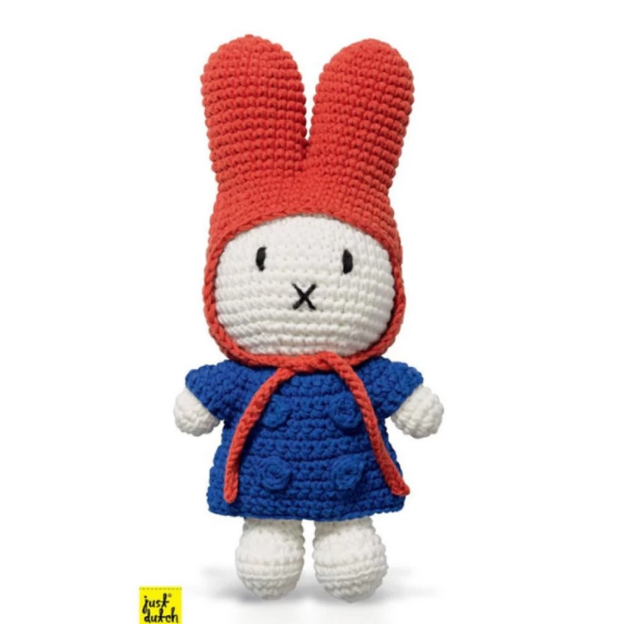 MIFFY Crochet Doll with Blue Jacket and Red Hood - Handmade Collectible