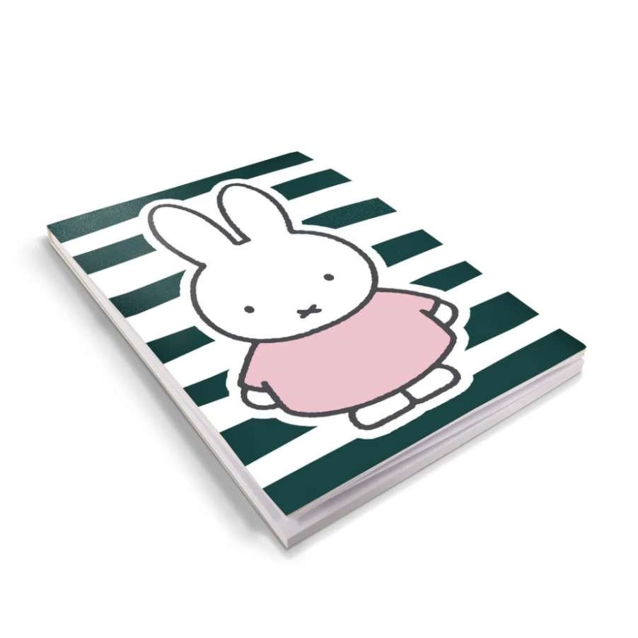 MIFFY A6 Notepad - Floral Stripes Design, Cute Bunny Miffy Stationery for Notes & Journaling