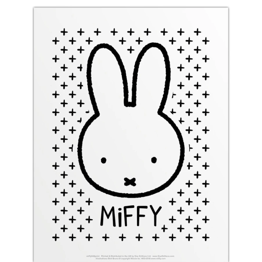 "MIFFY Official Mini Poster - Cute Bunny Face Wall Art Decor"