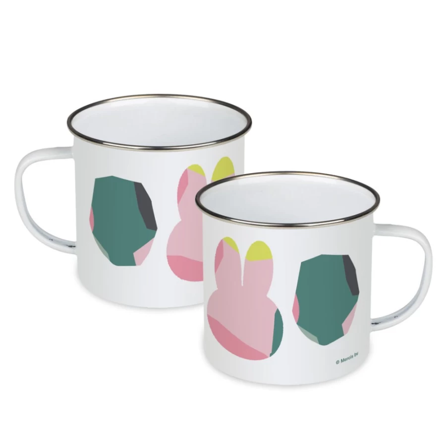 MIFFY Pink Floral Enamel Mug with Expressive Design - Official Merchandise