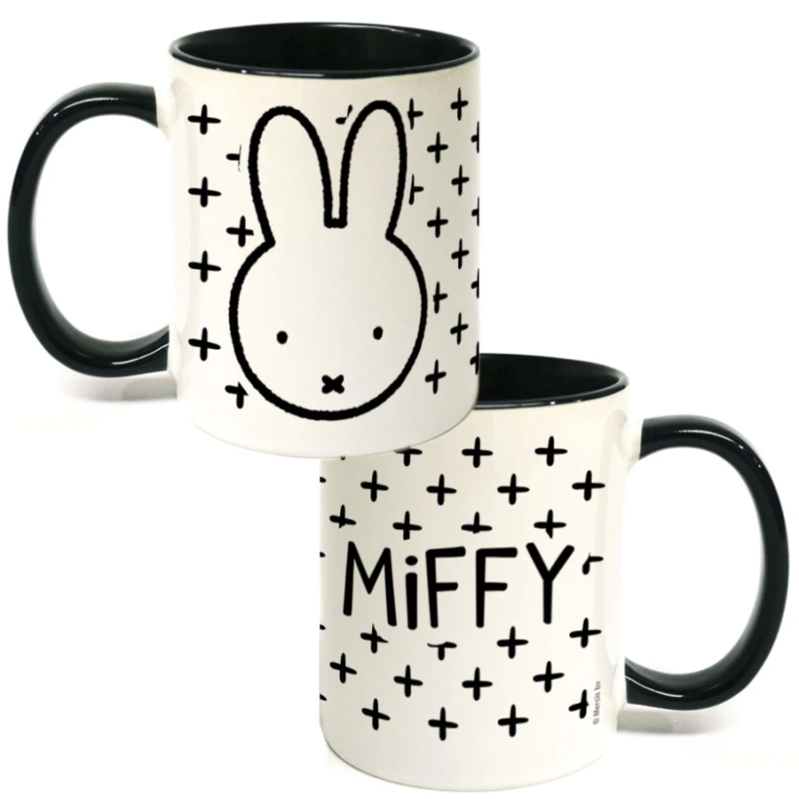 MIFFY Cartoon Face Color Insert Ceramic Coffee Mug - Fun Printed Design