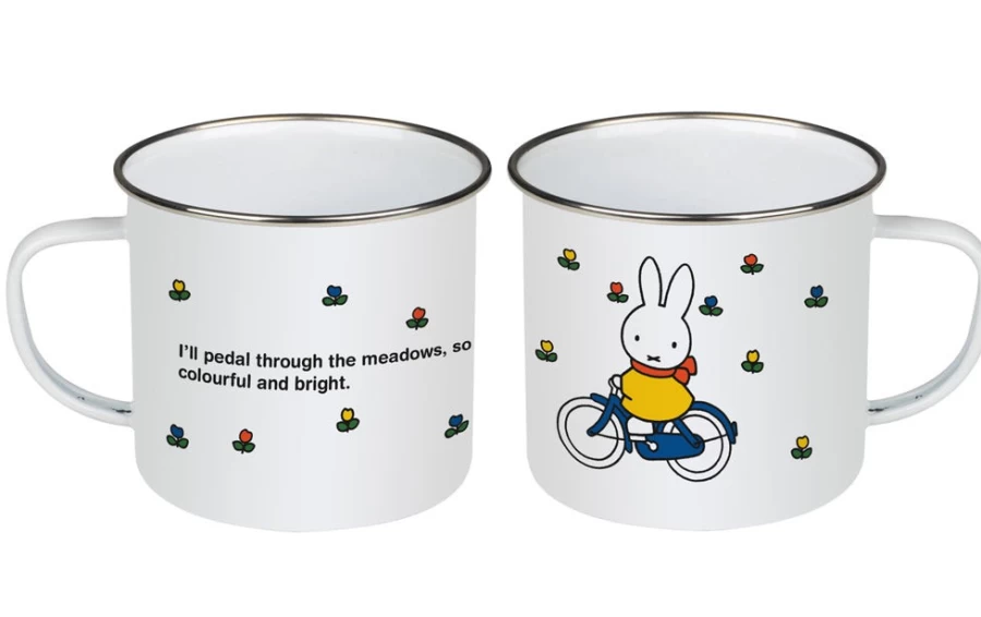 MIFFY Bunny Ceramic Bike Mug - Cute Enamel Coffee Cup with Handle for Tea & Hot Drinks