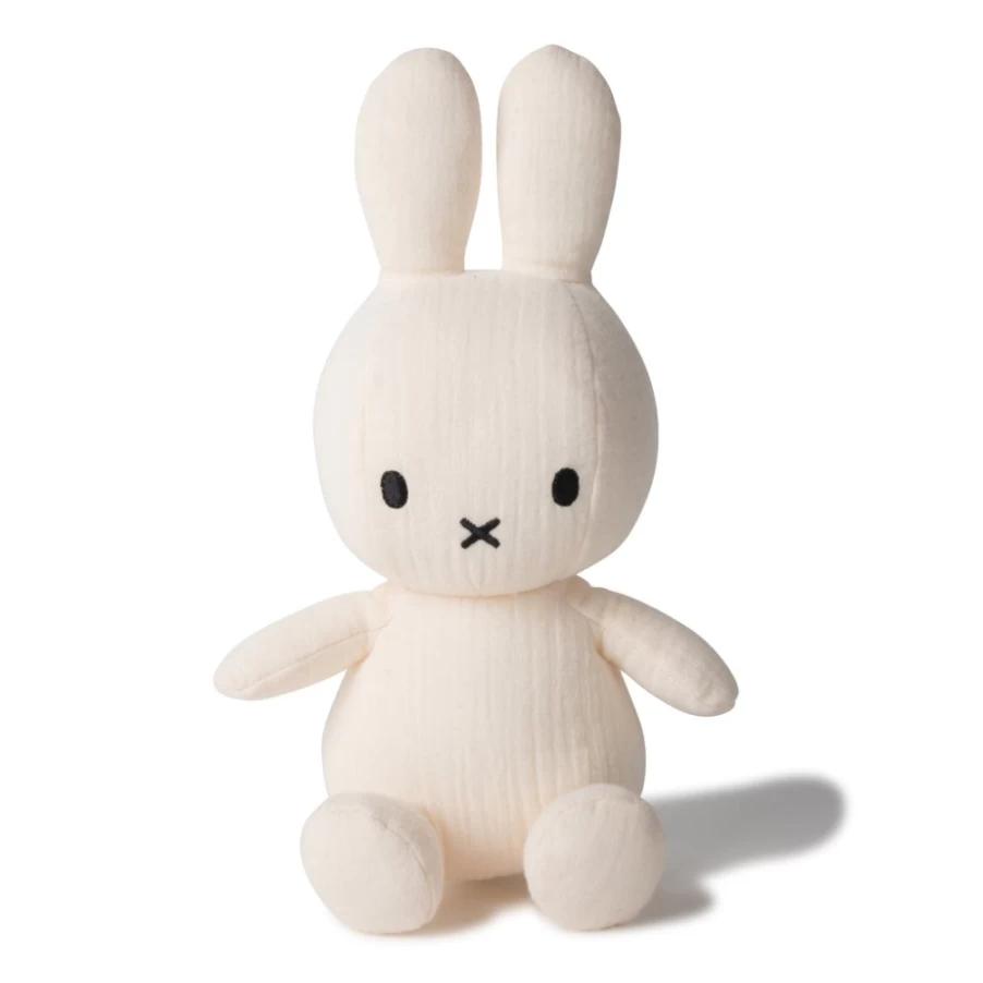 MIFFY Official Miffy Cream Mousseline Plush Toy - Soft Stuffed Animal Bunny Collectible