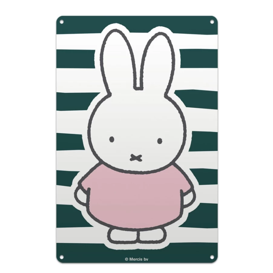 MIFFY Vintage Floral Stripes Metal Wall Art Sign - Decorative Home Decor