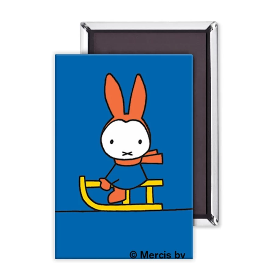 MIFFY Christmas Sleigh Ride Refrigerator Magnet - Decorative Miffy Bunny Fridge Accessory