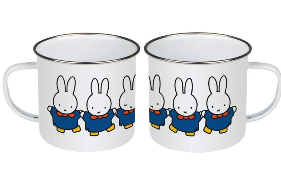 MIFFY Official Dancing Rabbit Enamel Mug - Cute Collectible Coffee Cup