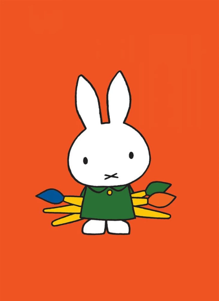 "MIFFY Mini Poster - Miffy Holding Paintbrushes Art Print"
