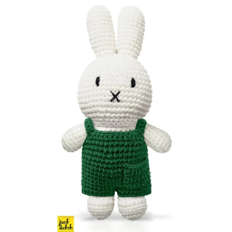 "Miffy Handmade Crochet Doll Wearing Green Overall - Official MIFFY Brand"