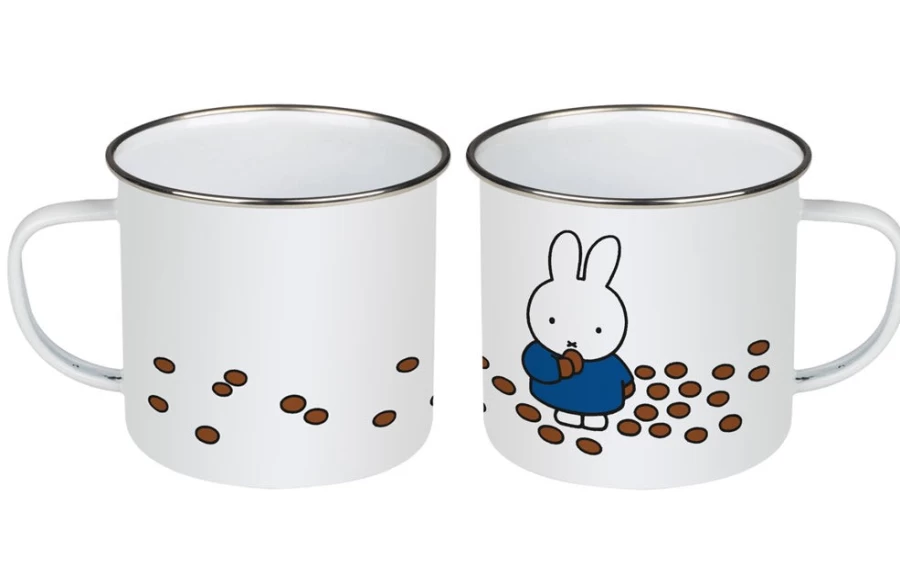 MIFFY Ceramic Snack Mug with Lid - Cute Bunny Design for Coffee & Tea - Durable Enamel Coating - Gift for Kids & Adults