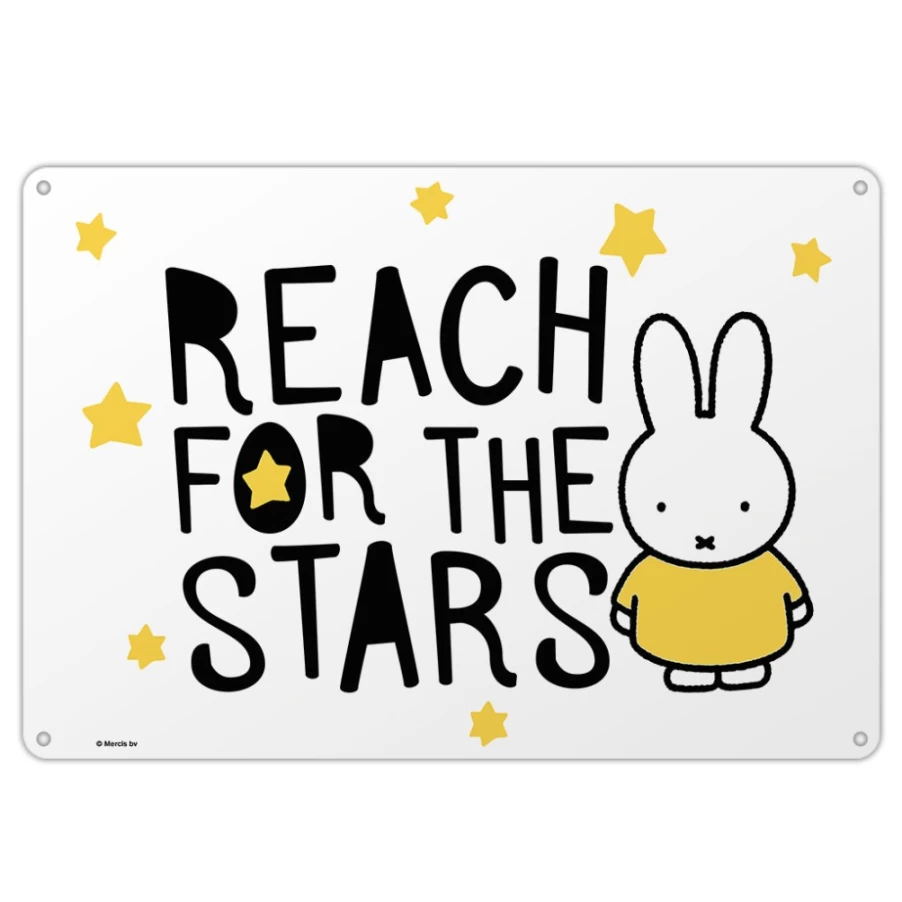 "Miffy Reach For The Stars Vintage Metal Wall Art Sign - Decorative Nursery Decor"