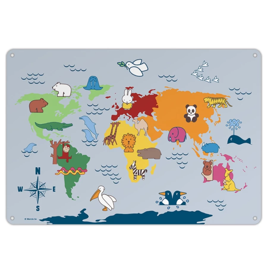 "MIFFY Animals Map Metal Sign - Decorative Vintage Wall Art for Kids Room"