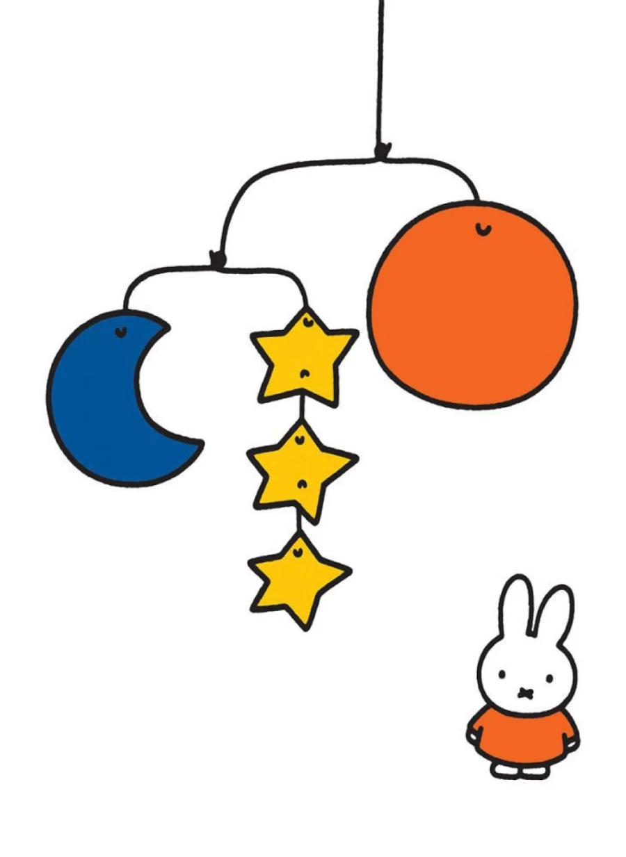 "MIFFY Planet Mobile Mini Poster - Cute Miffy Space Theme Art Print"
