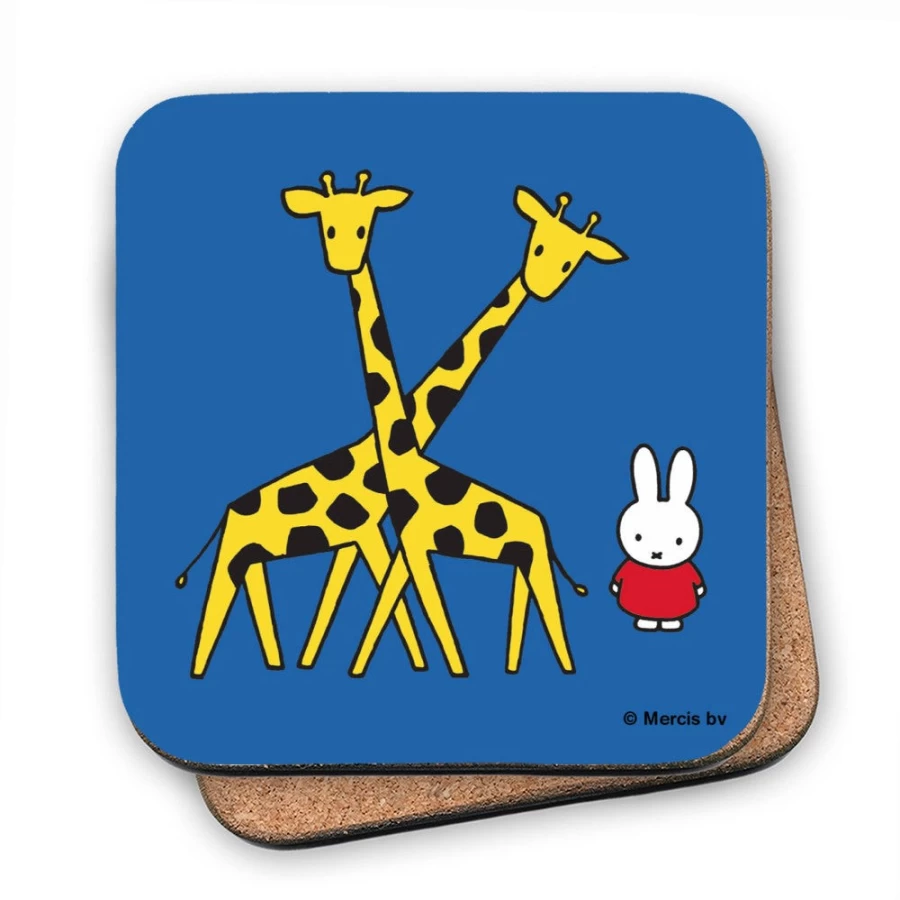 MIFFY Cork Coaster Set - Adorable Miffy and Giraffes Design for Drink Protection