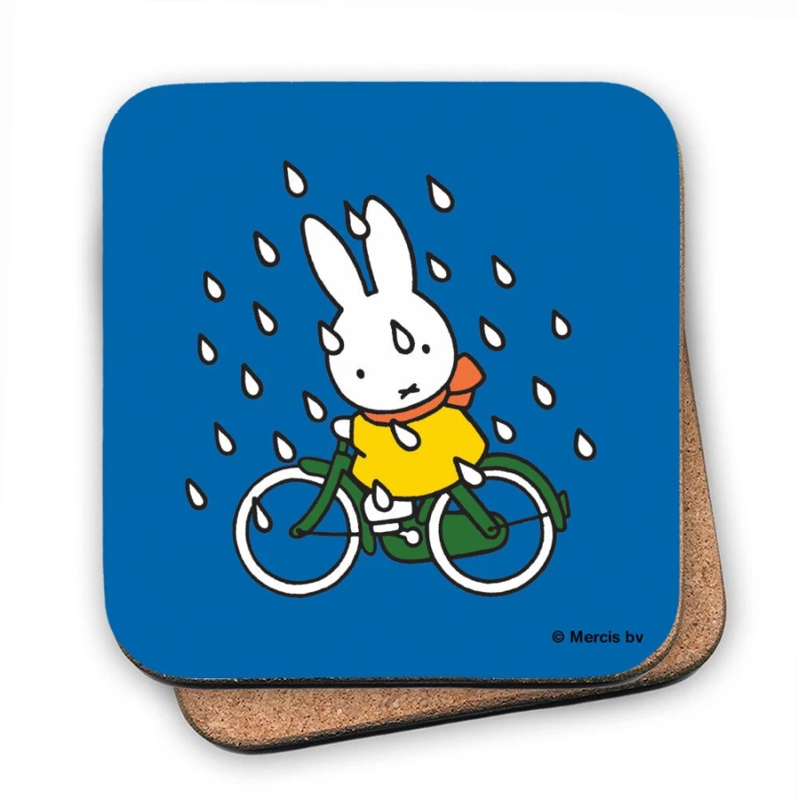 MIFFY Bicycle Rain Design Cork Coaster Set - Waterproof Table Decor
