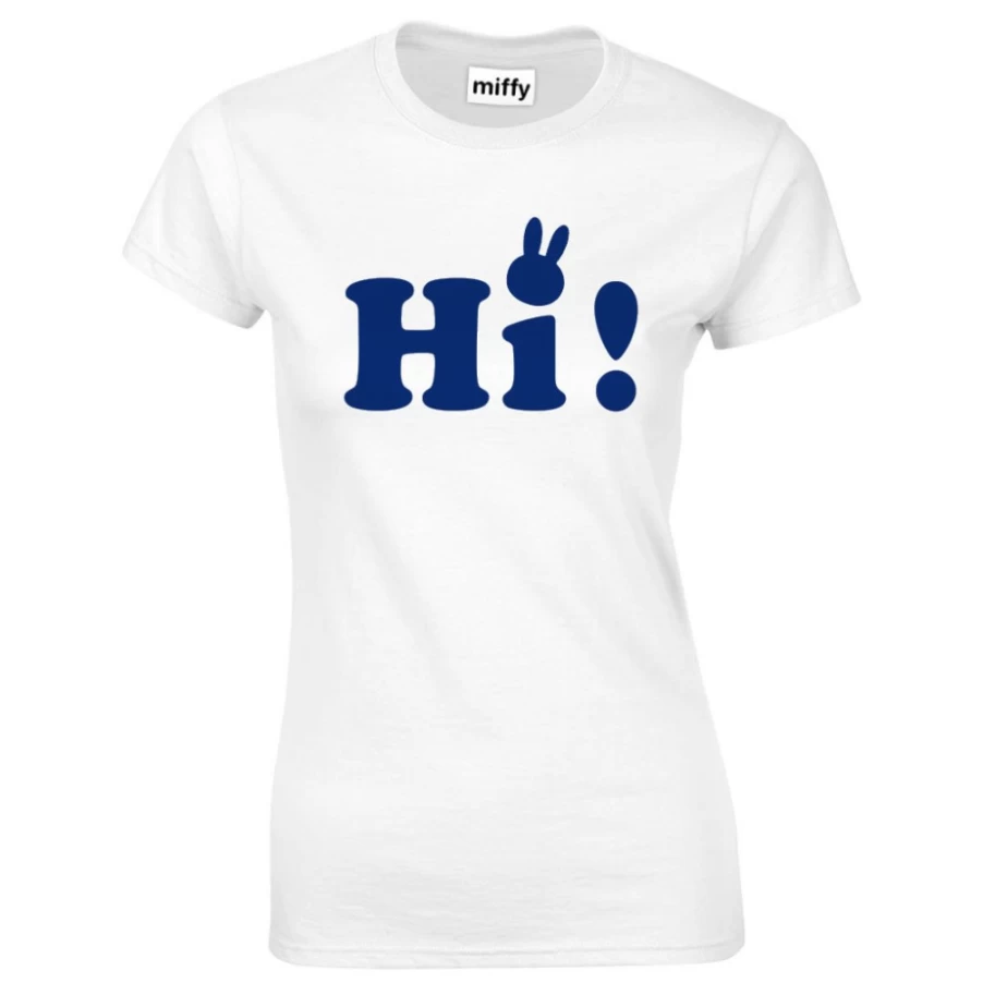 MIFFY Women's White 'Hi' Graphic T-Shirt - Casual Cotton Tee with Miffy Print
