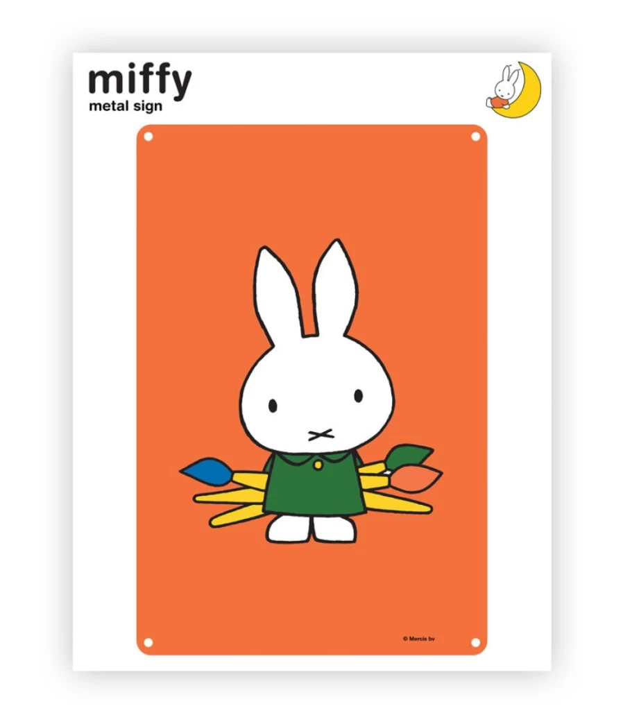 MIFFY Themed Paintbrushes Vintage Metal Wall Art Sign for Home Decor
