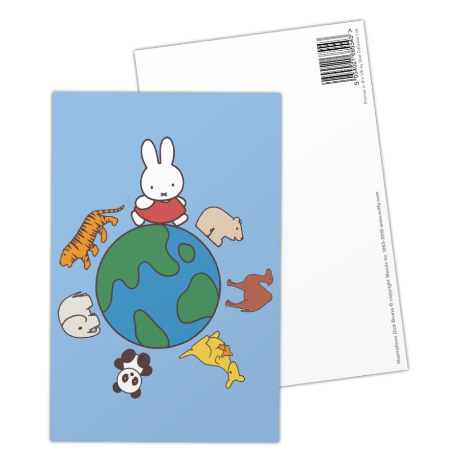 "MIFFY Animals World Postcard - Collectible Globe-Themed Cards by MIFFY"