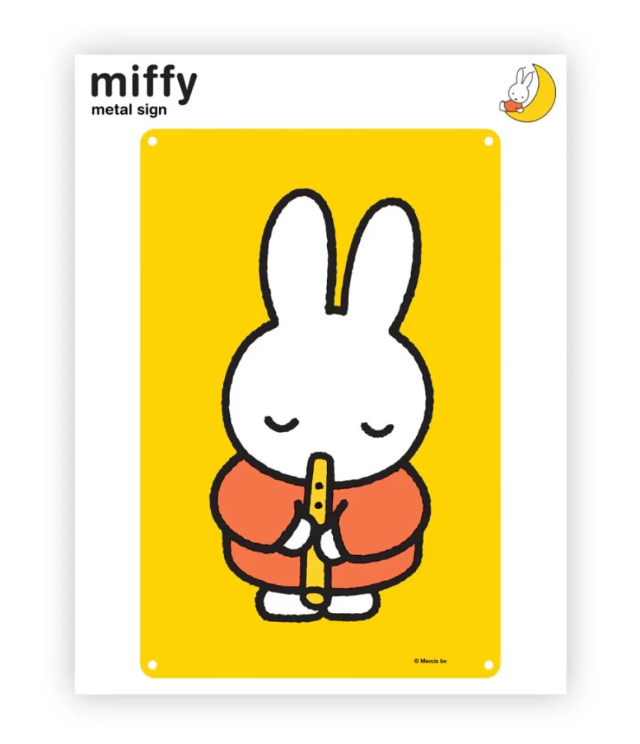 MIFFY Vintage Metal Wall Sign with Recorder Design - Retro Home Decor