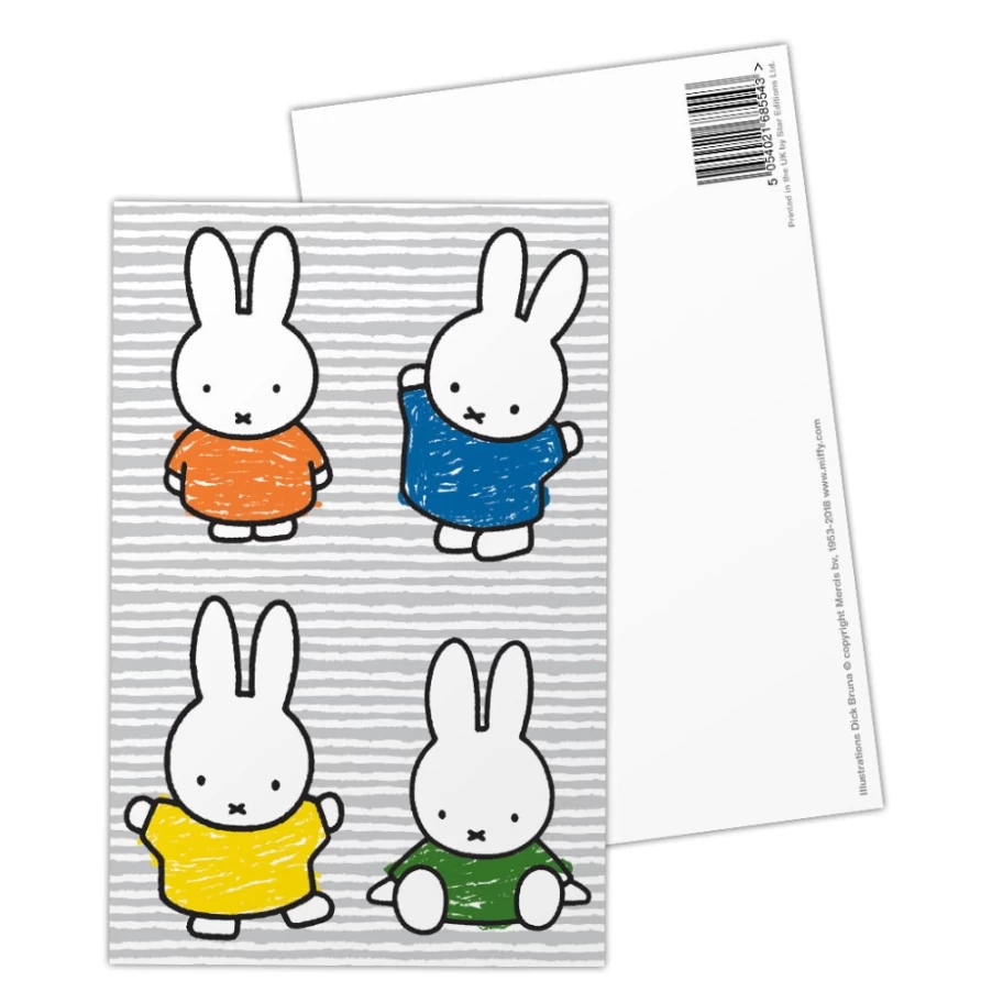 MIFFY Colored Dress Postcards - Cute Bunny Character Art Collectible