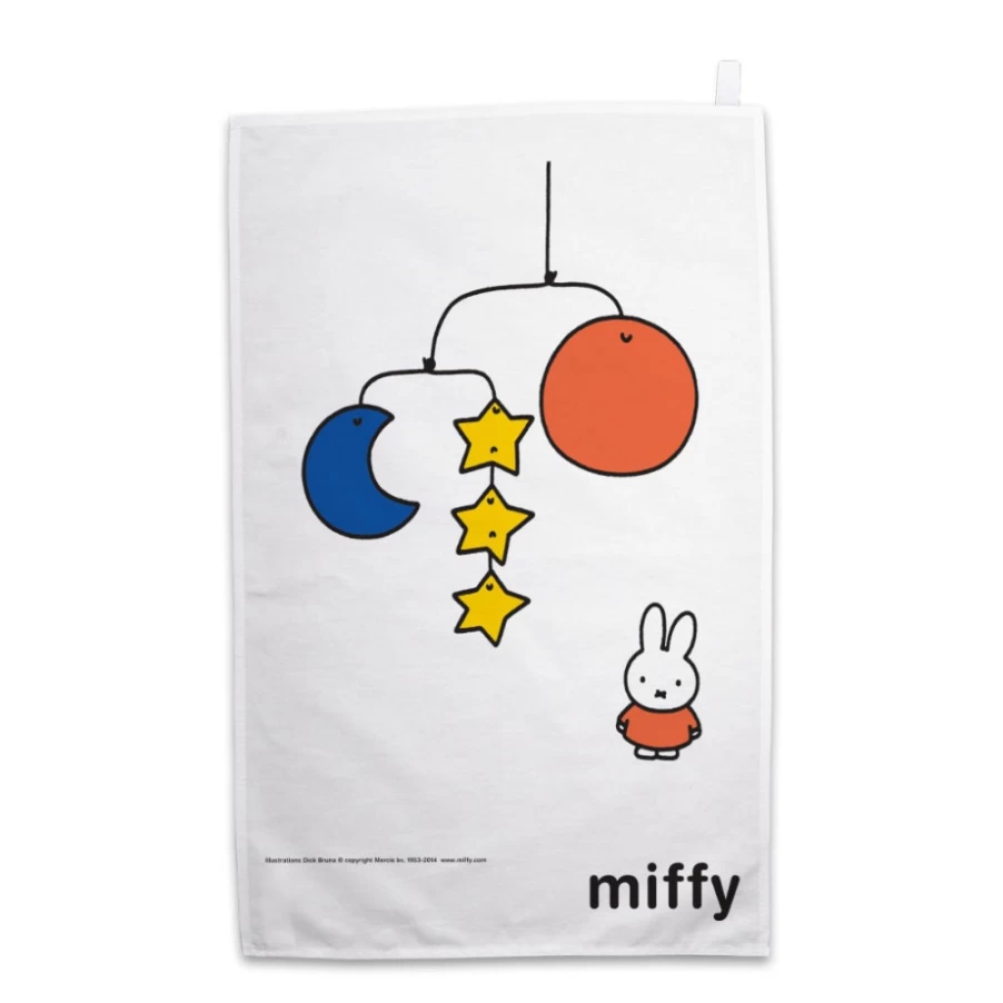 MIFFY Planet Mobile Design Tea Towel - Cute Miffy Bunny Printed Kitchen Towel