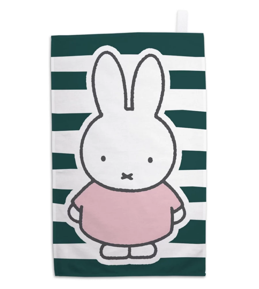 MIFFY Floral Stripes Tea Towel - Decorative Kitchen Towel with Miffy Design