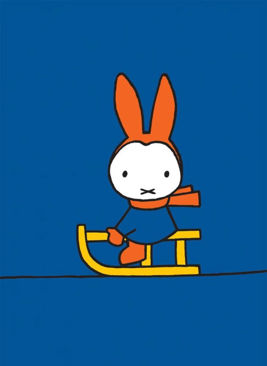 MIFFY Mini Poster - Miffy Playing On A Sleigh Cute Holiday Decor