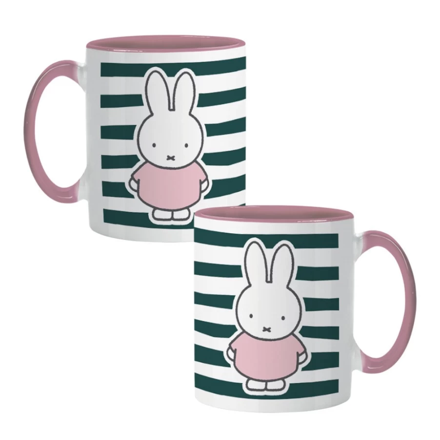 MIFFY Striped Floral Design Ceramic Mug - Colorful Insert Coffee Cup