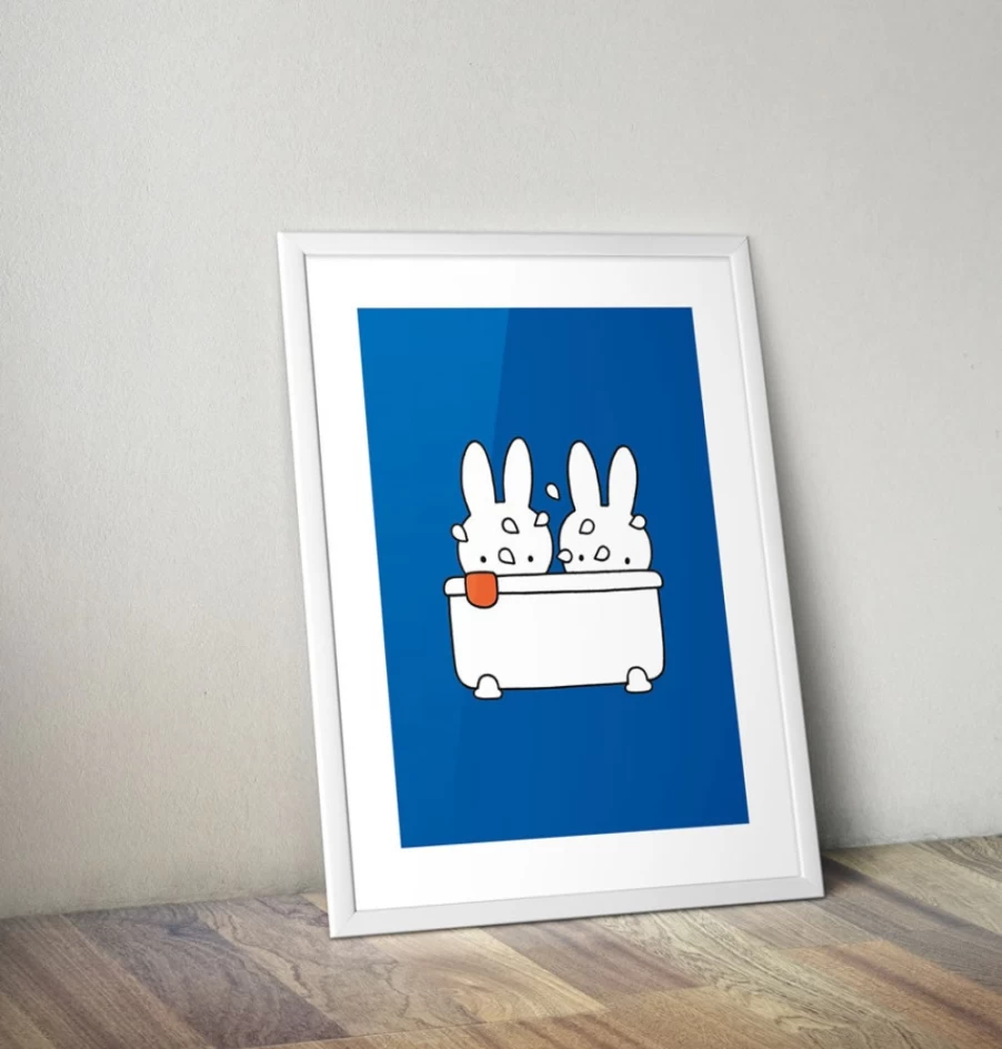 "MIFFY Framed Mini Poster - Miffy Taking A Bath Art Print"
