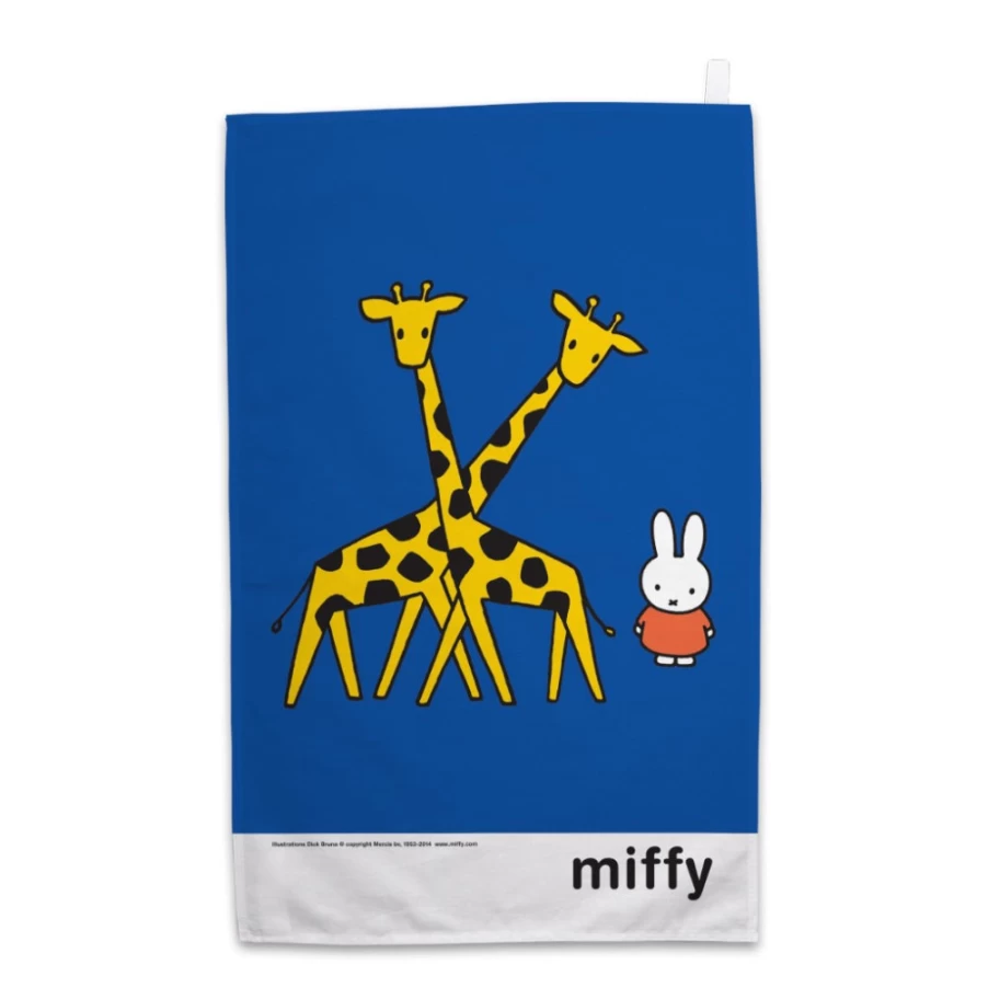 MIFFY Official Miffy and Two Giraffes Printed Tea Towel - Kitchen Towel for Drying Dishes