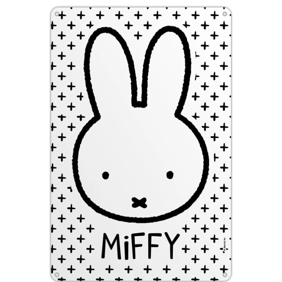 "MIFFY Vintage Metal Wall Sign - Decorative Miffy Face Plaque for Home & Office Decor"