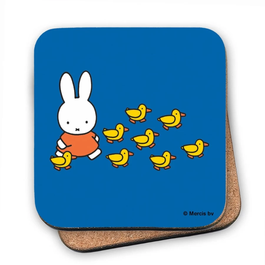 MIFFY Duck Design Cork Coaster Set - Cute Walking Ducks & Miffy Theme