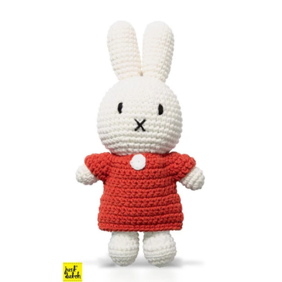 MIFFY Handmade Crochet Doll with Red Dress - Collectible Stuffed Animal Toy