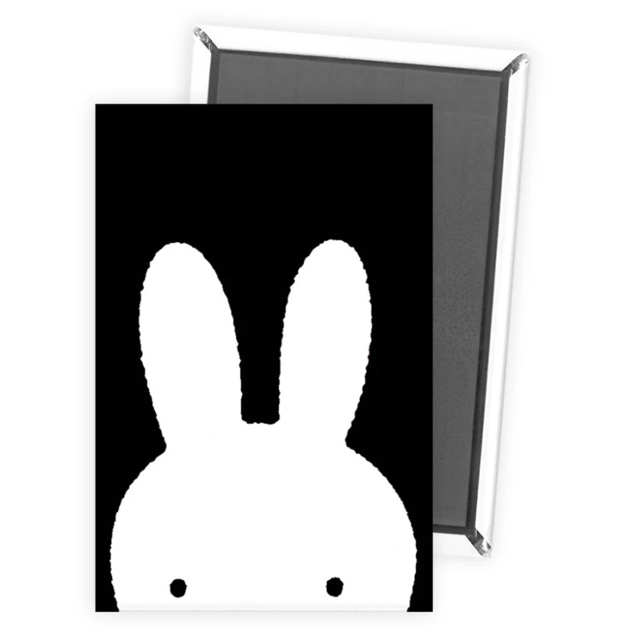 MIFFY Black and White Miffy Face Refrigerator Magnet - Classic Dutch Cartoon Character Decorative Fridge Accessory