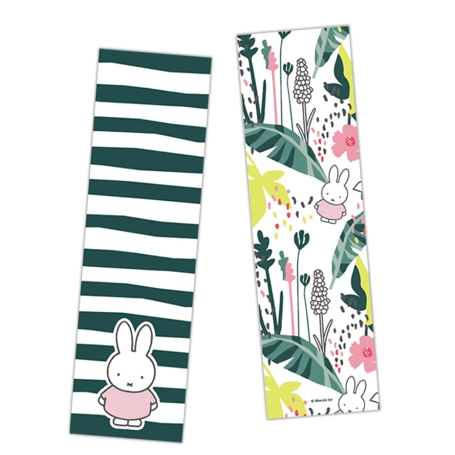 MIFFY Floral Stripes Bookmark - Cute Bunny Design for Book Lovers