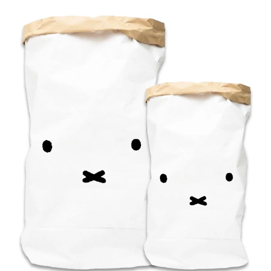 MIFFY Classic White Paper Bag - Cute Bunny Design Eco-Friendly Gift Bag
