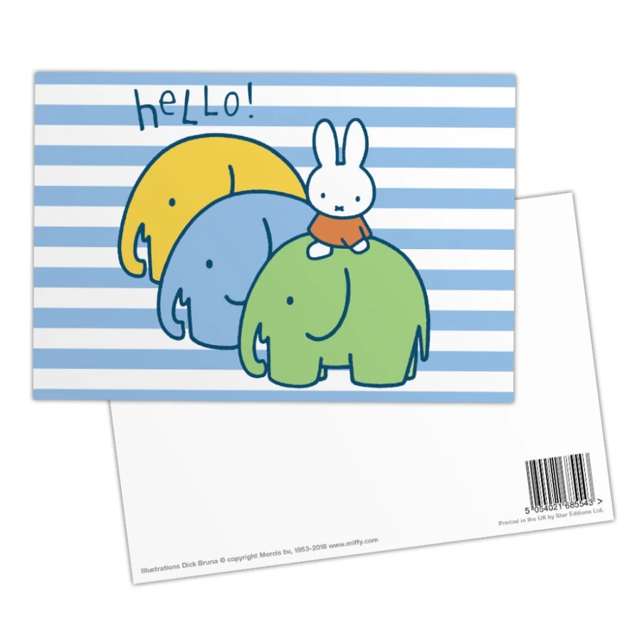 "MIFFY Official Collectible Elephant Postcards – Cute Animal Art Greeting Cards"