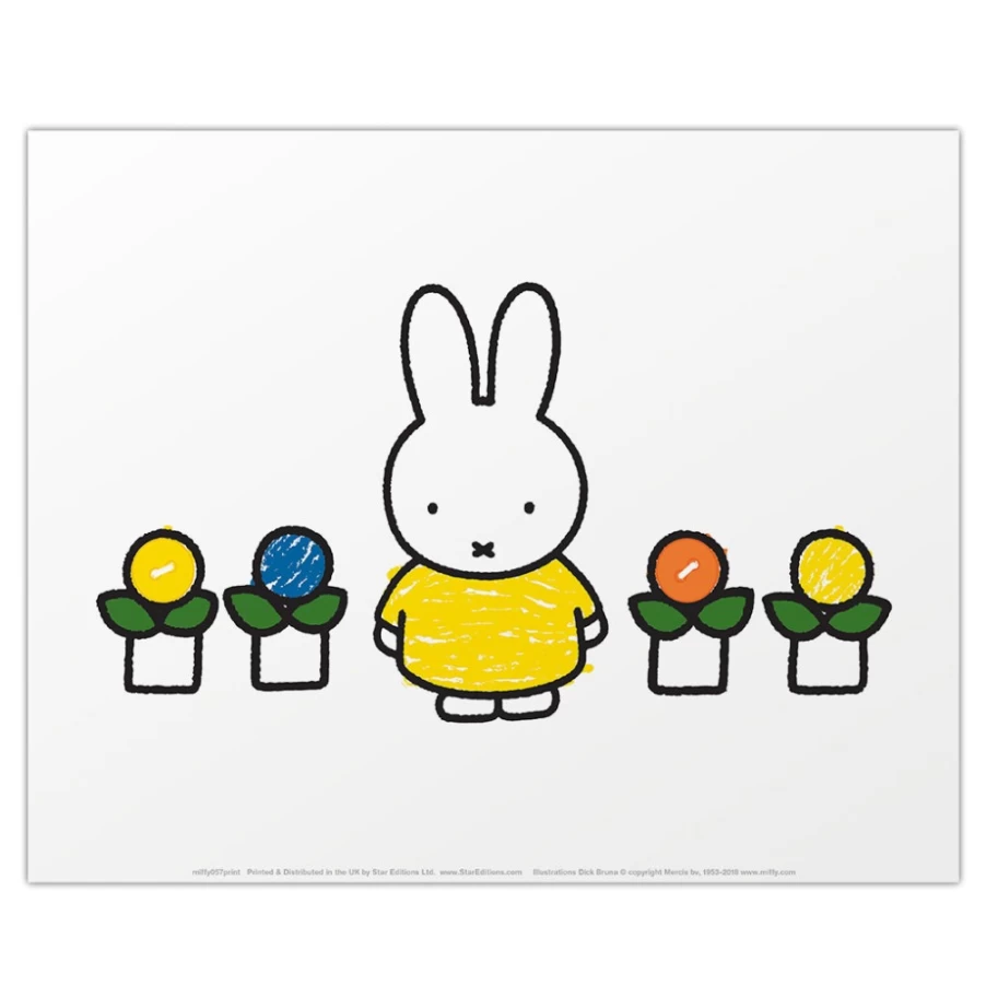 MIFFY Official Yellow Dress Mini Poster - Cute Miffy Bunny Art Print