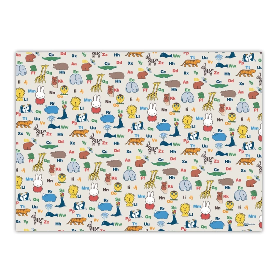 MIFFY Alphabet Animals Gift Wrap - Cute Animal Design Wrapping Paper for Birthdays & Gifts