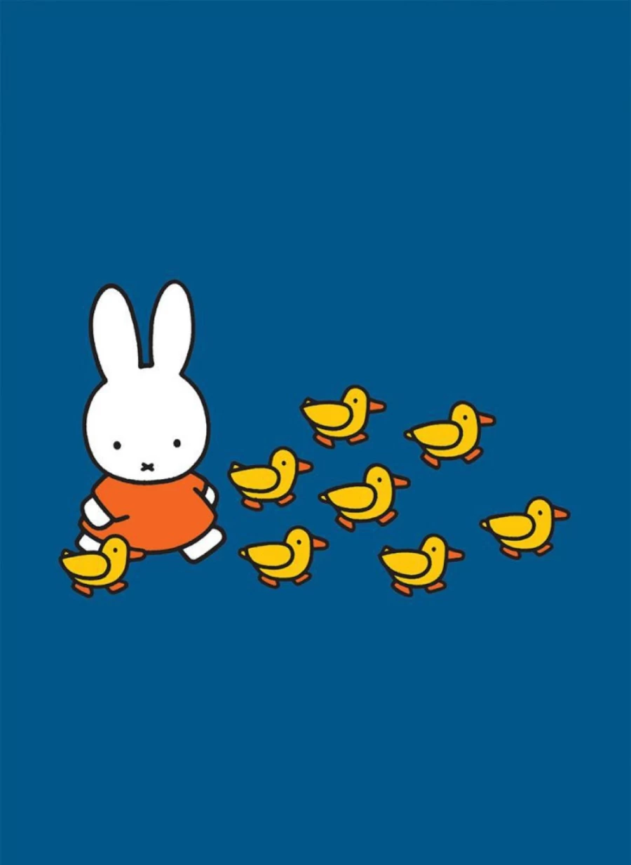 MIFFY Cute Walking With Ducks Mini Poster - Decorative Nursery Art Print