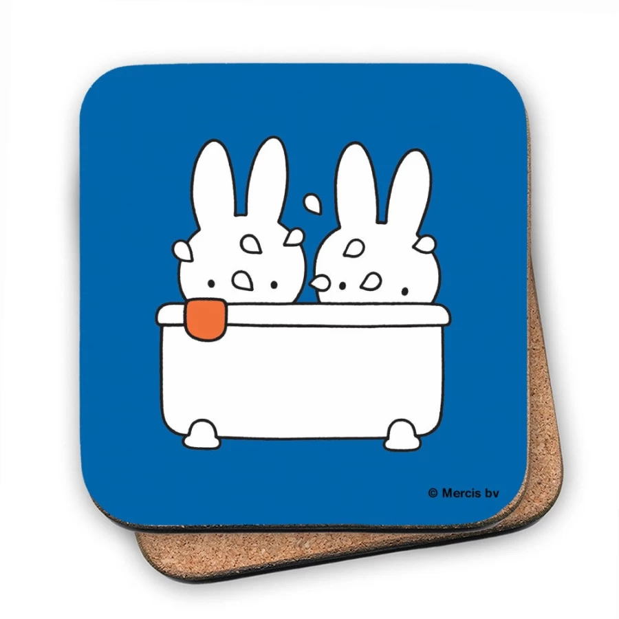 MIFFY Bath Time Cork Coaster - Cute Rabbit Design Drink Mat for Home & Office