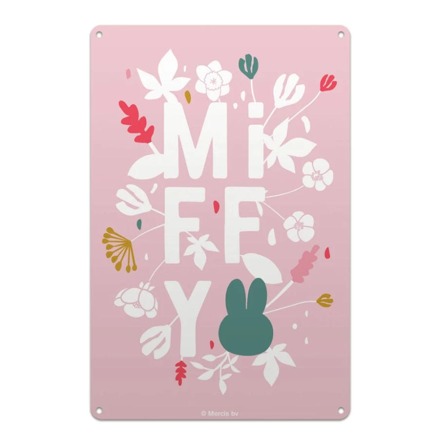 MIFFY Pink Floral Metal Wall Art Sign - Decorative Home Decor with Floral Expression