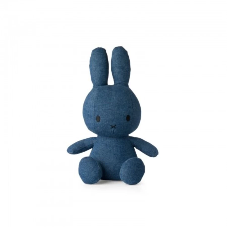 MIFFY Sitting Mid-Wash Denim Plush Toy - Official Licensed Miffy Stuffed Animal