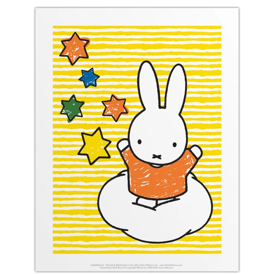 MIFFY Official Mini Poster - Cute Miffy Stars Design for Kids Room Decor