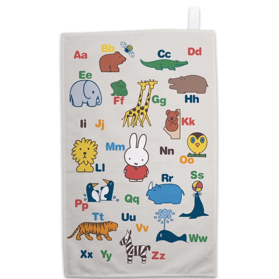 MIFFY Alphabet Print Tea Towel - Cute Bunny Design Kitchen Towel for Drying Dishes
