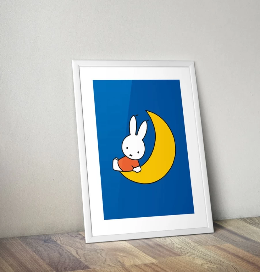 "MIFFY Framed Mini Poster - Miffy Sat On The Moon Art Print"