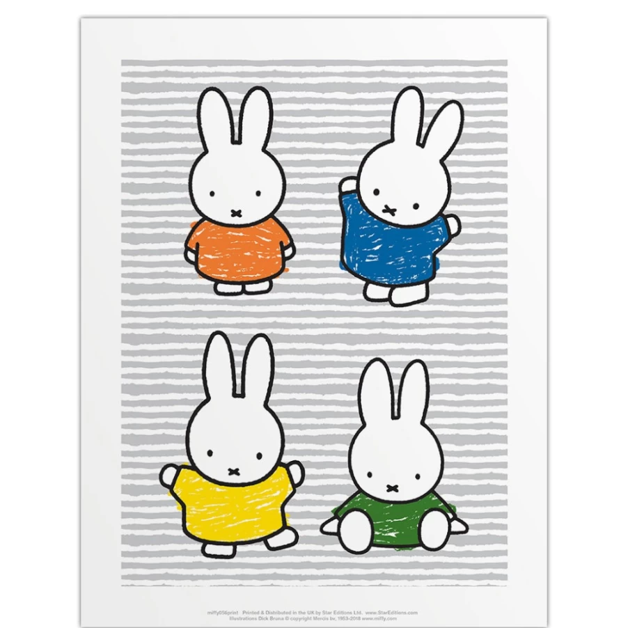 MIFFY Mini Poster - Colorful Dresses Illustration for Kids Room Decor