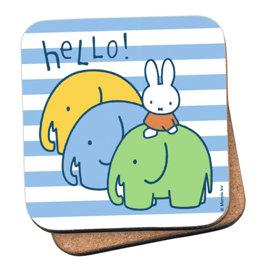 MIFFY Elephant Design Cork Coasters Set - Cute Animal Drink Protectors for Home & Office