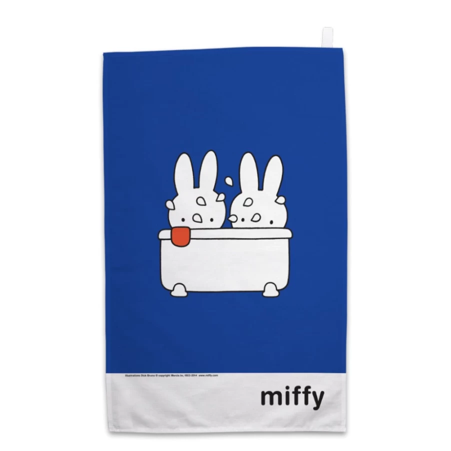 MIFFY Bath Time Tea Towel - Cute Bunny Design Kitchen Towel for Drying Dishes