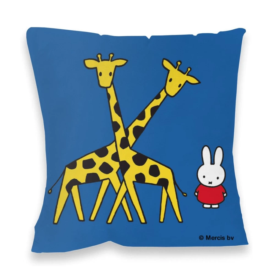 "MIFFY Plush Cushion Featuring Miffy and Two Giraffes - Soft Comfort Decor"