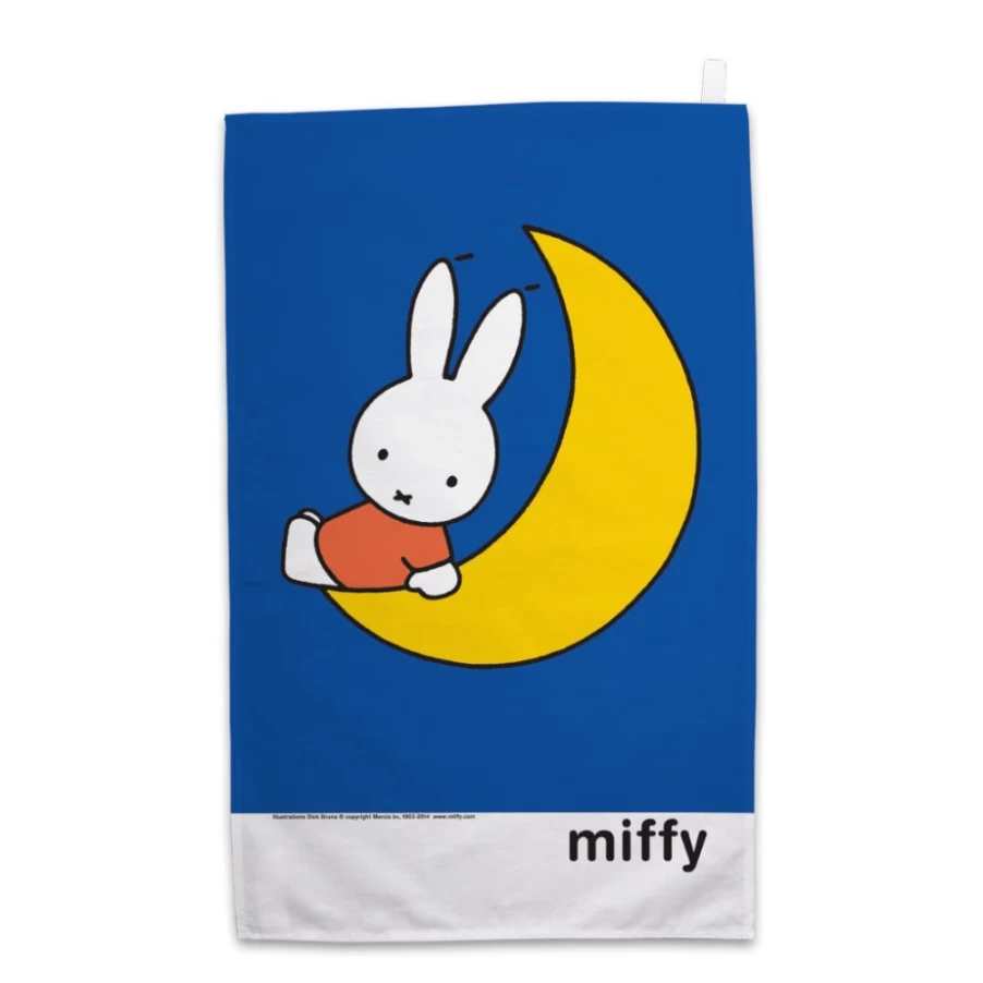 "MIFFY Official Miffy Sat On The Moon Tea Towel - Premium Kitchen Towel"